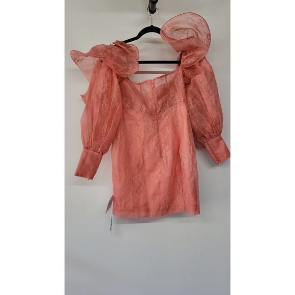 ASOS LUXE Curve wire bardot lace midi dress in pink - Picture 4 of 13